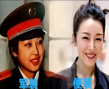 女明星身着军装时英姿飒爽，尽显飒爽风范；换上便装则温婉动人，别具韵味。...