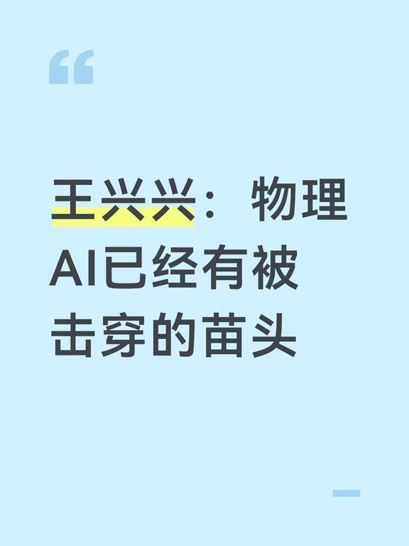 王兴兴：物理AI已经有被击穿的苗头