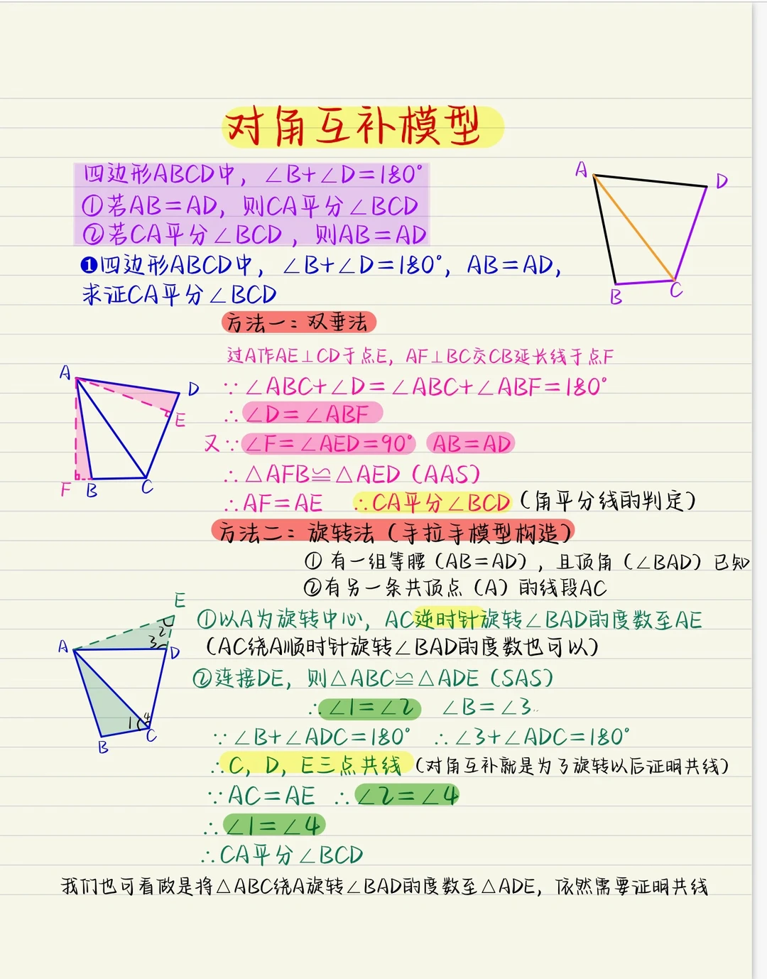 几何压轴：对角互补模型（1）