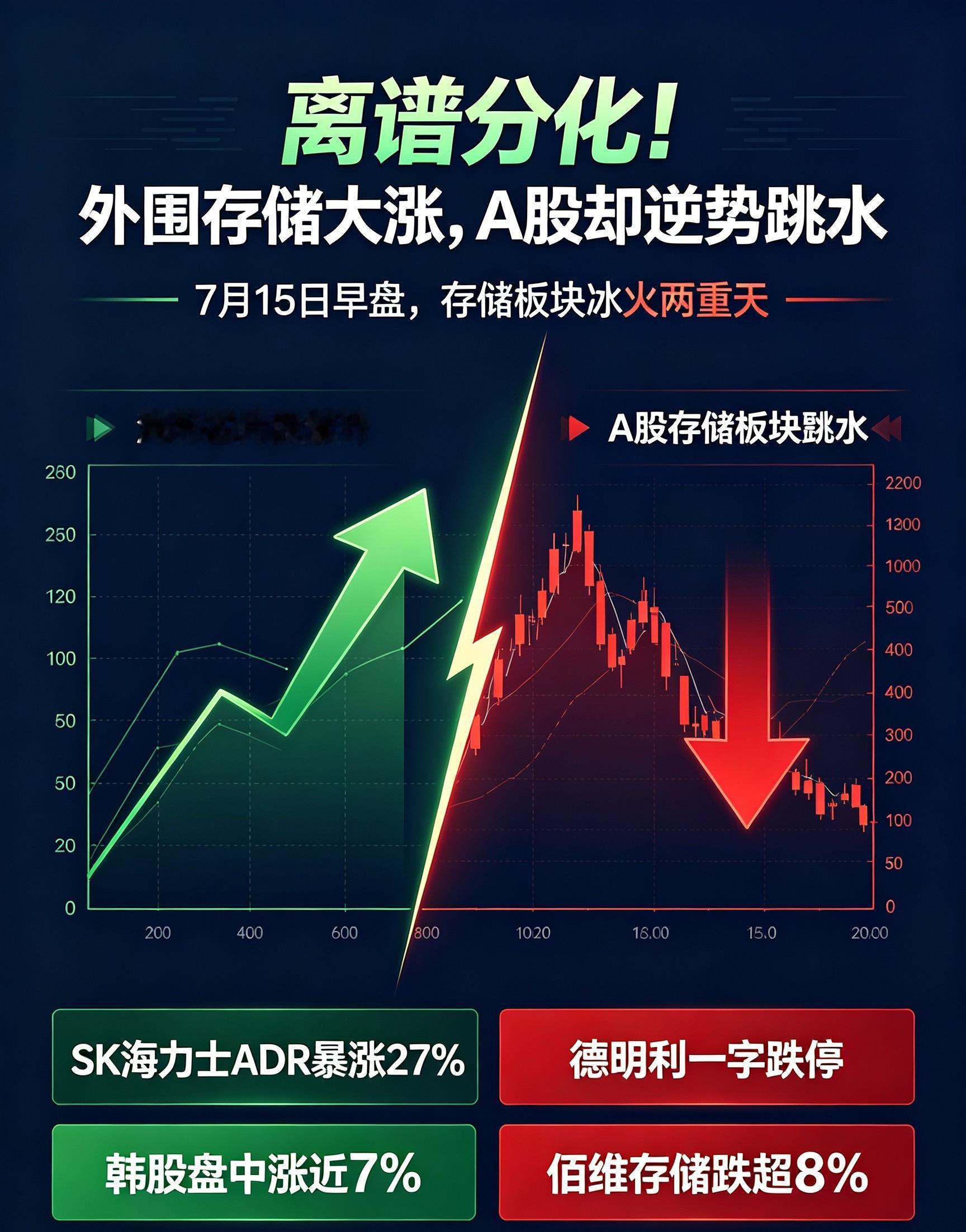 离谱分化！外围存储暴力大涨，A股却逆势跳水  7月15日早盘，全球存储...