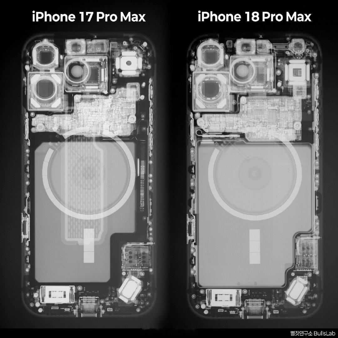 苹果你倒是进步给我看一下！~给iPhone 17 Pro Max 和 iPhone 18 Pro Max 拍了一些 X 光片👀、

#小米18Pro系列定档23日发布# ​