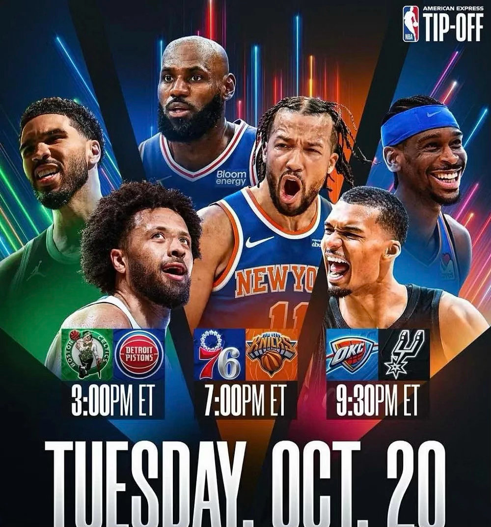 🔥NBA常规赛明日打响！10月20日讯，新赛季常规赛大幕即将拉开，首日一共安排三场对决。活塞坐镇主场迎战凯尔特人，尼克斯主场对上76人，马刺在主场迎战雷霆。多支队伍迎来新赛季首秀，看点拉满，各路球星悉数登场，期待各队打出精彩表现，一起坐等新赛季开赛！
#NBA新赛季 #NBA常规赛 ​