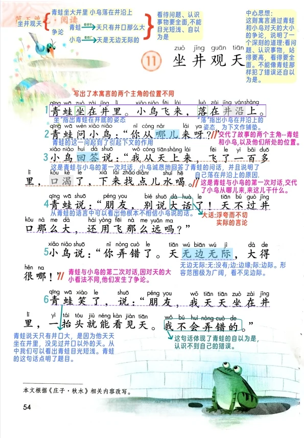 二上语文第11课《坐井观天》详细笔记