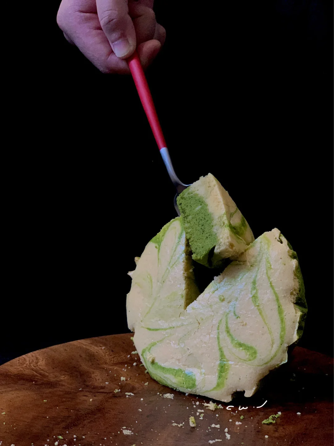 抹茶绘🎨大理石纹戚风海绵蛋糕💚松软绵密