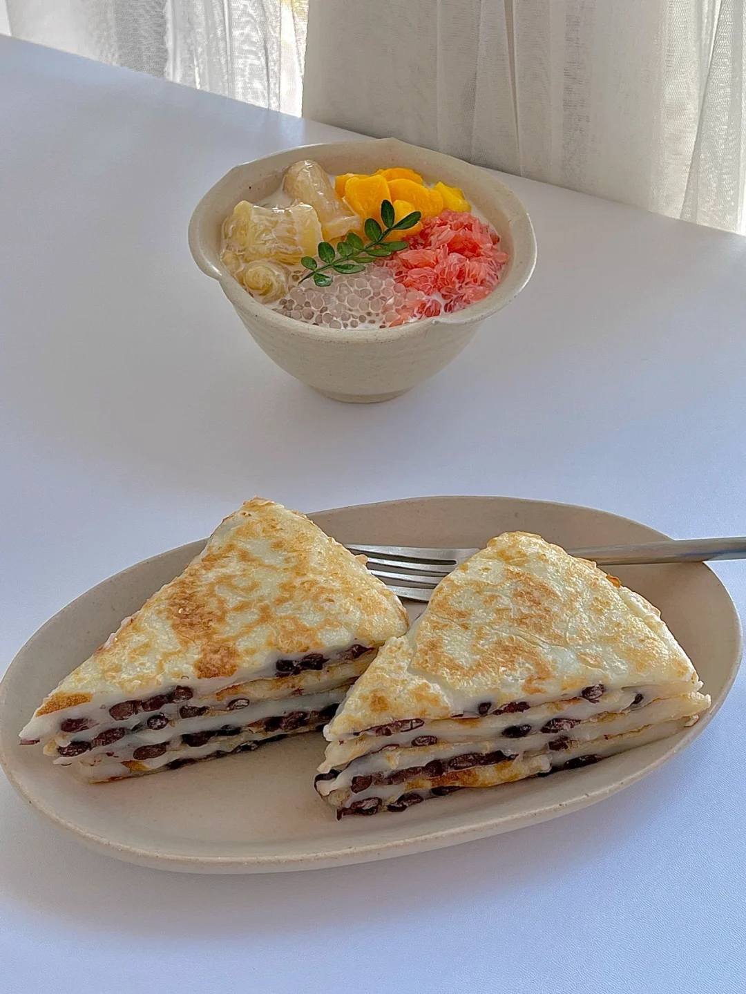 ☀️ 工作日早餐｜红豆糯米饼｜杨枝甘露花胶碗