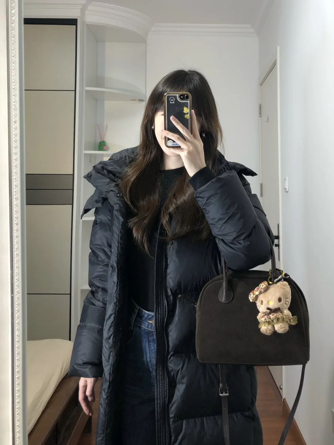 今年第一件长款黑色羽绒服