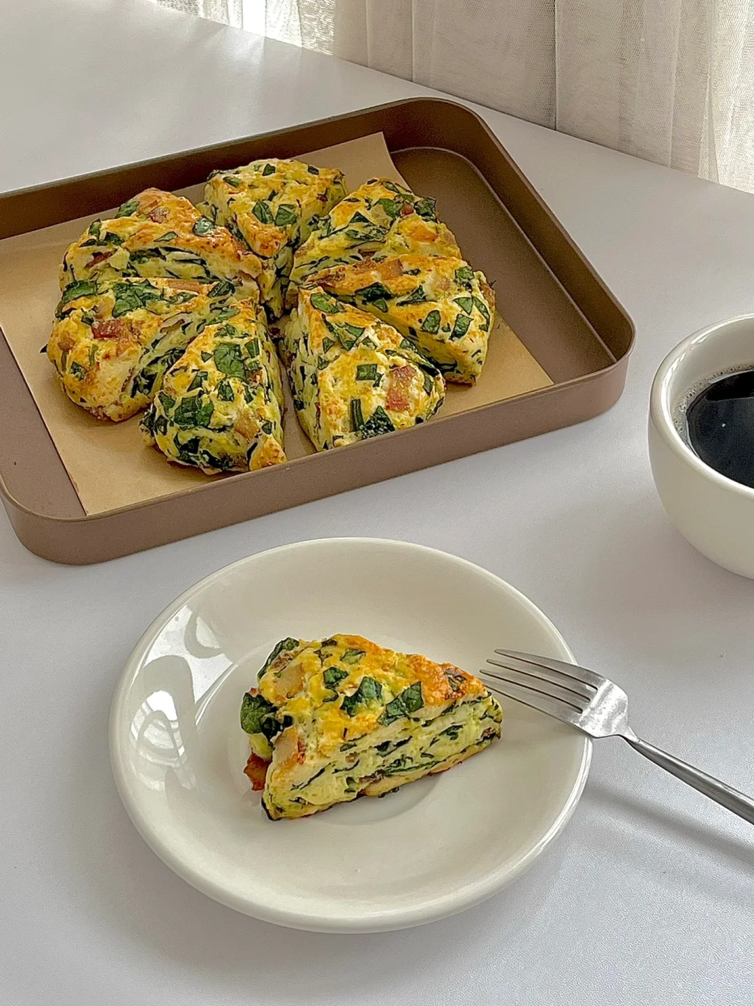 ☀️周末的烘焙日常｜咸口培根香葱菠菜司康😋