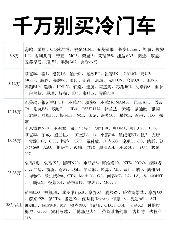 9月份买车的姐妹，千万别选冷门车