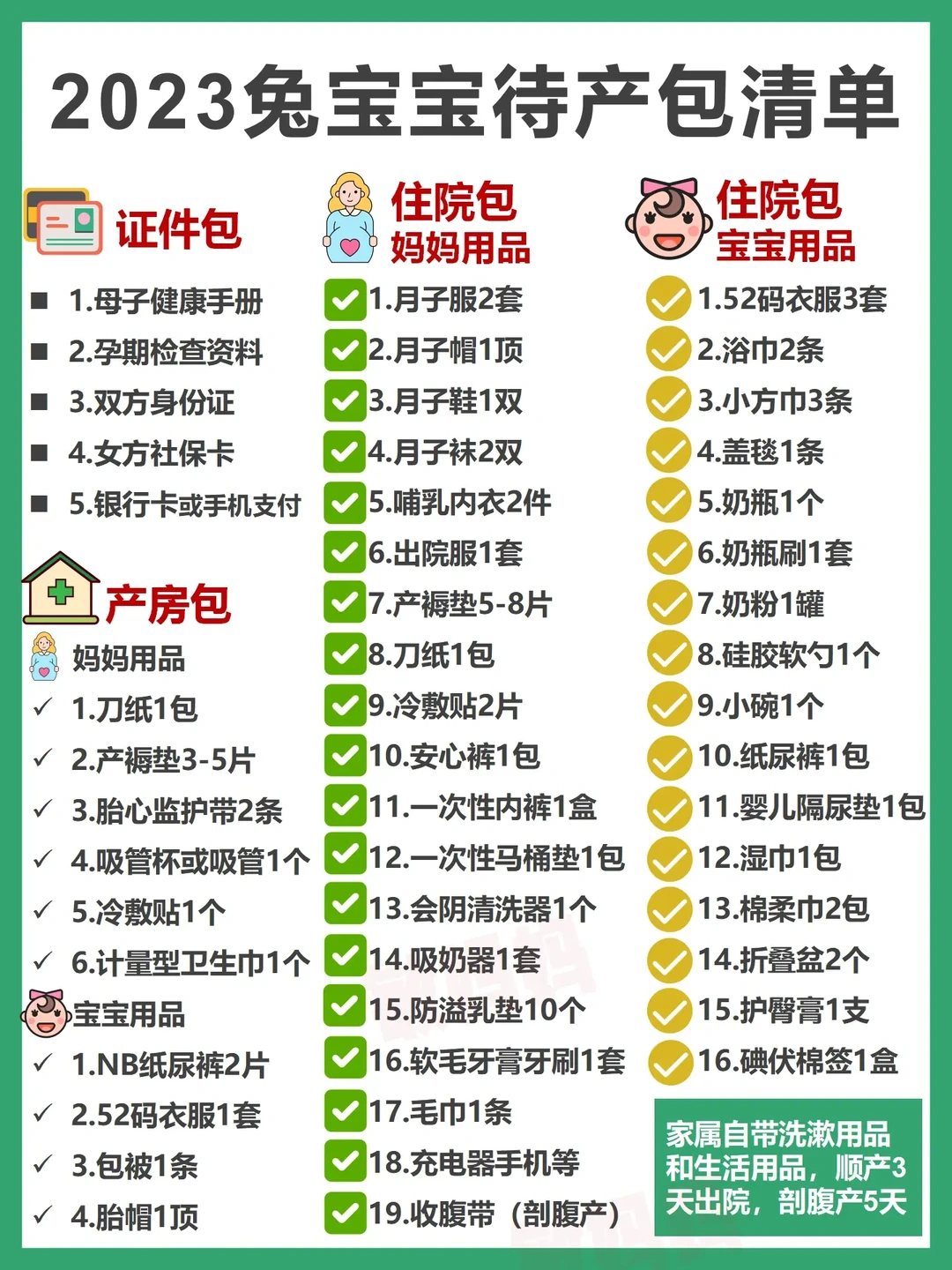 生完总结🔥2023兔宝宝待产包囤货清单