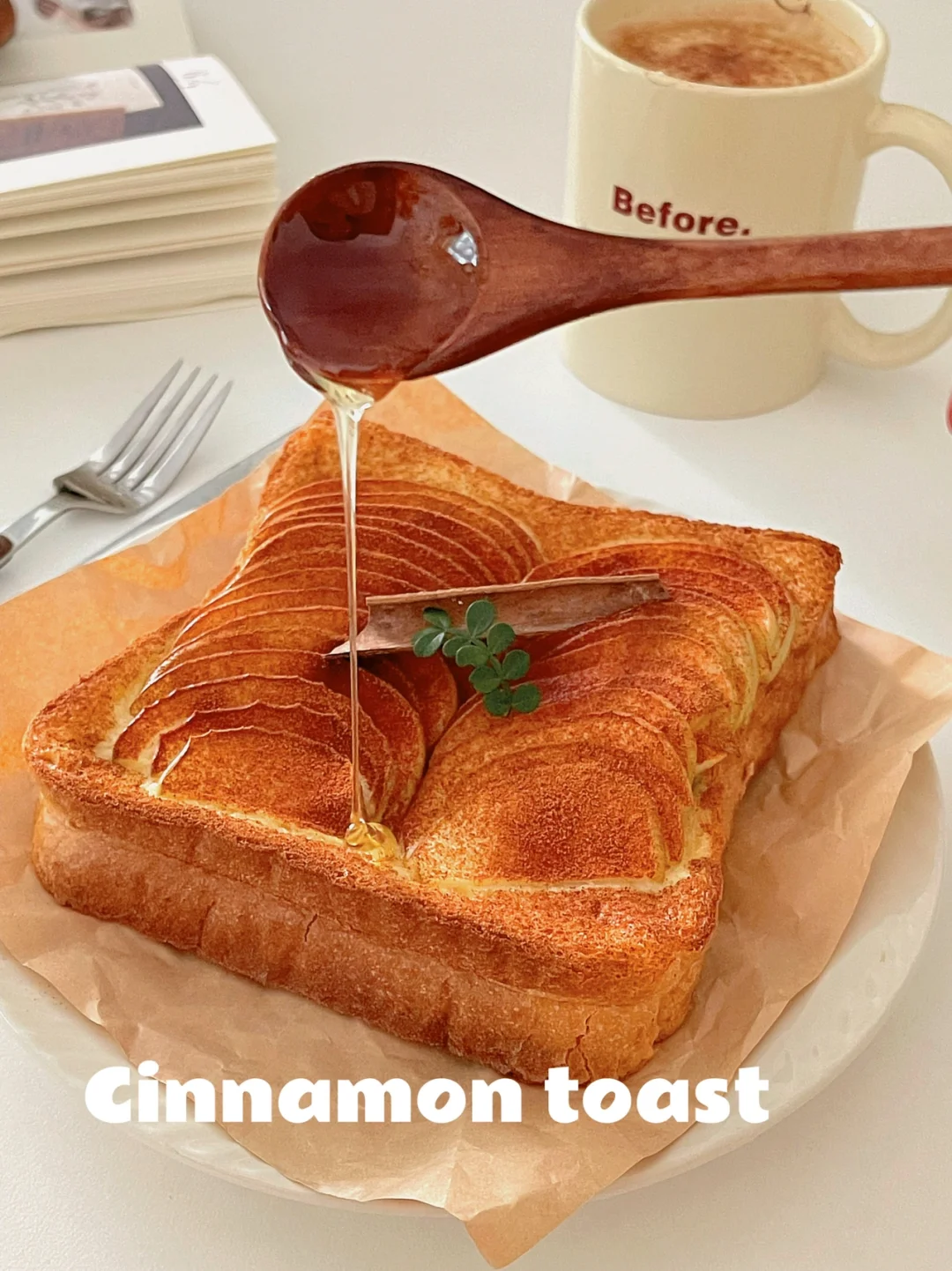 秋日肉桂苹果法式厚吐司🤎肉桂拿铁｜治愈系