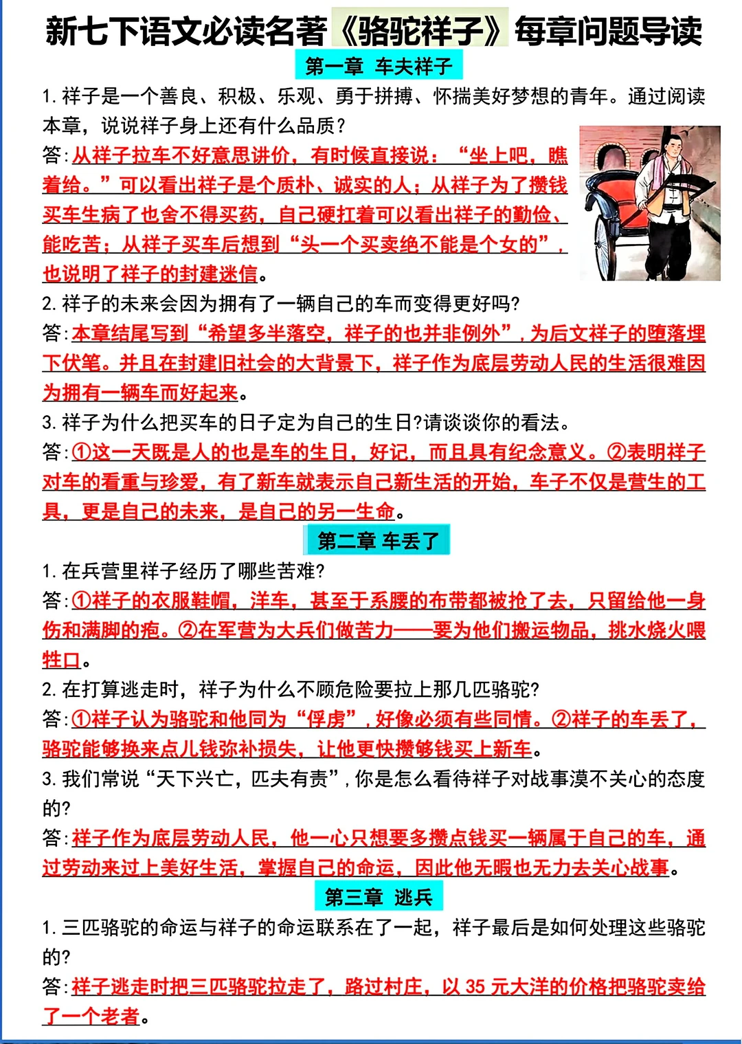 新七下语文名著必读《骆驼祥子》问题导读