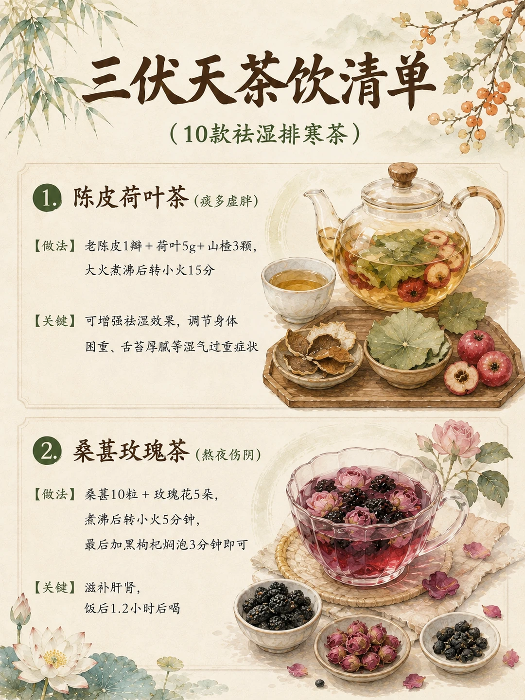 🌿三伏天必喝｜10款清甜解暑茶单