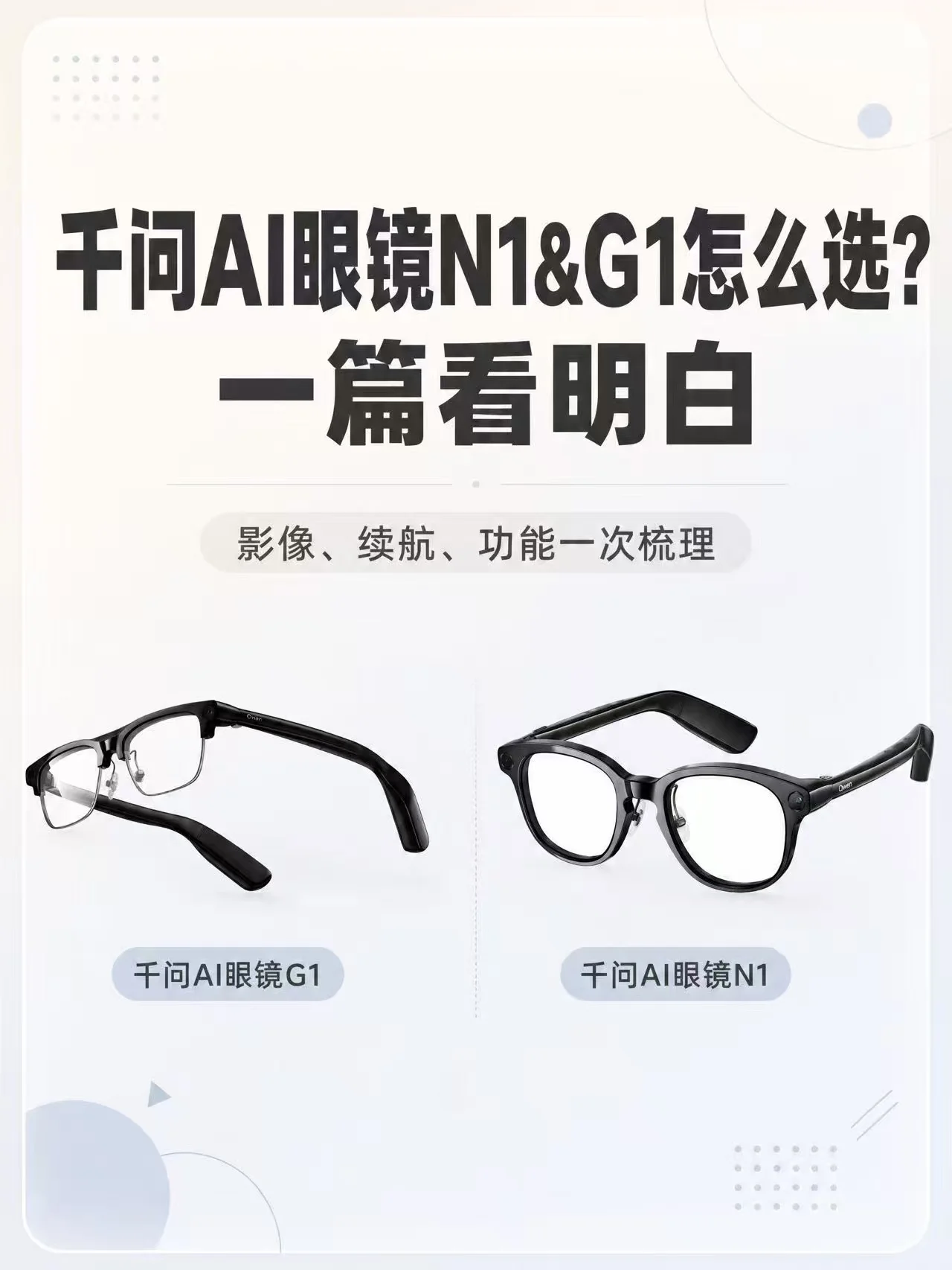 千问AI眼镜N1&G1怎么选？一篇看明白
