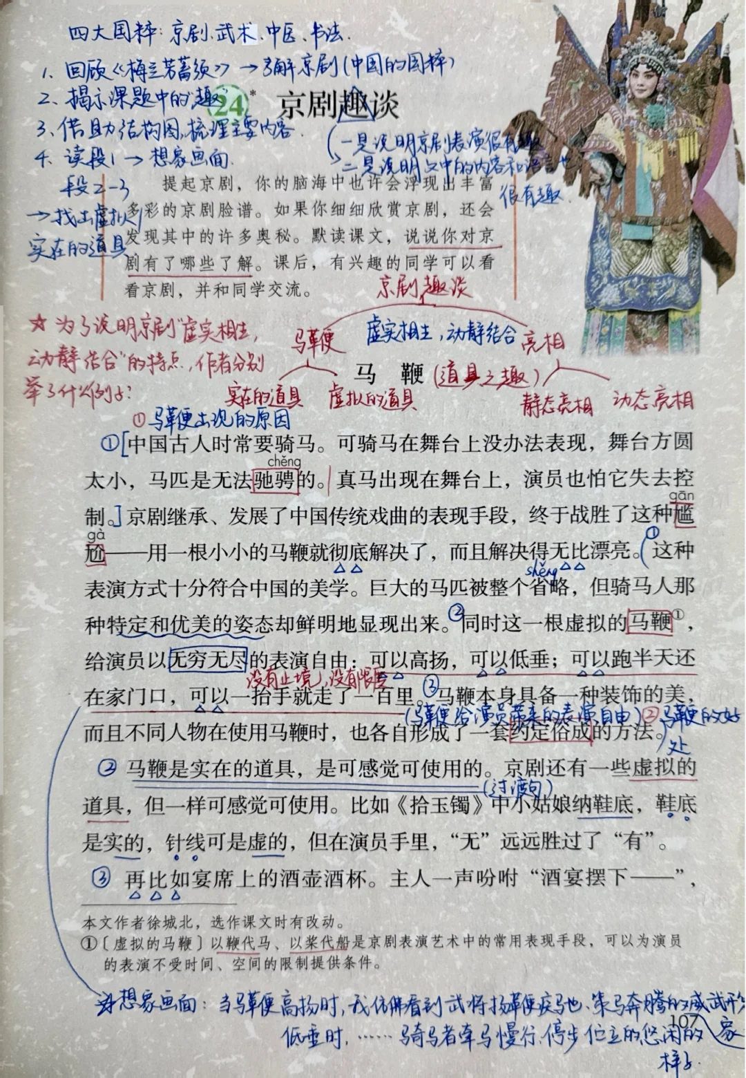 六上语文｜《京剧趣谈》备课笔记与教学设计