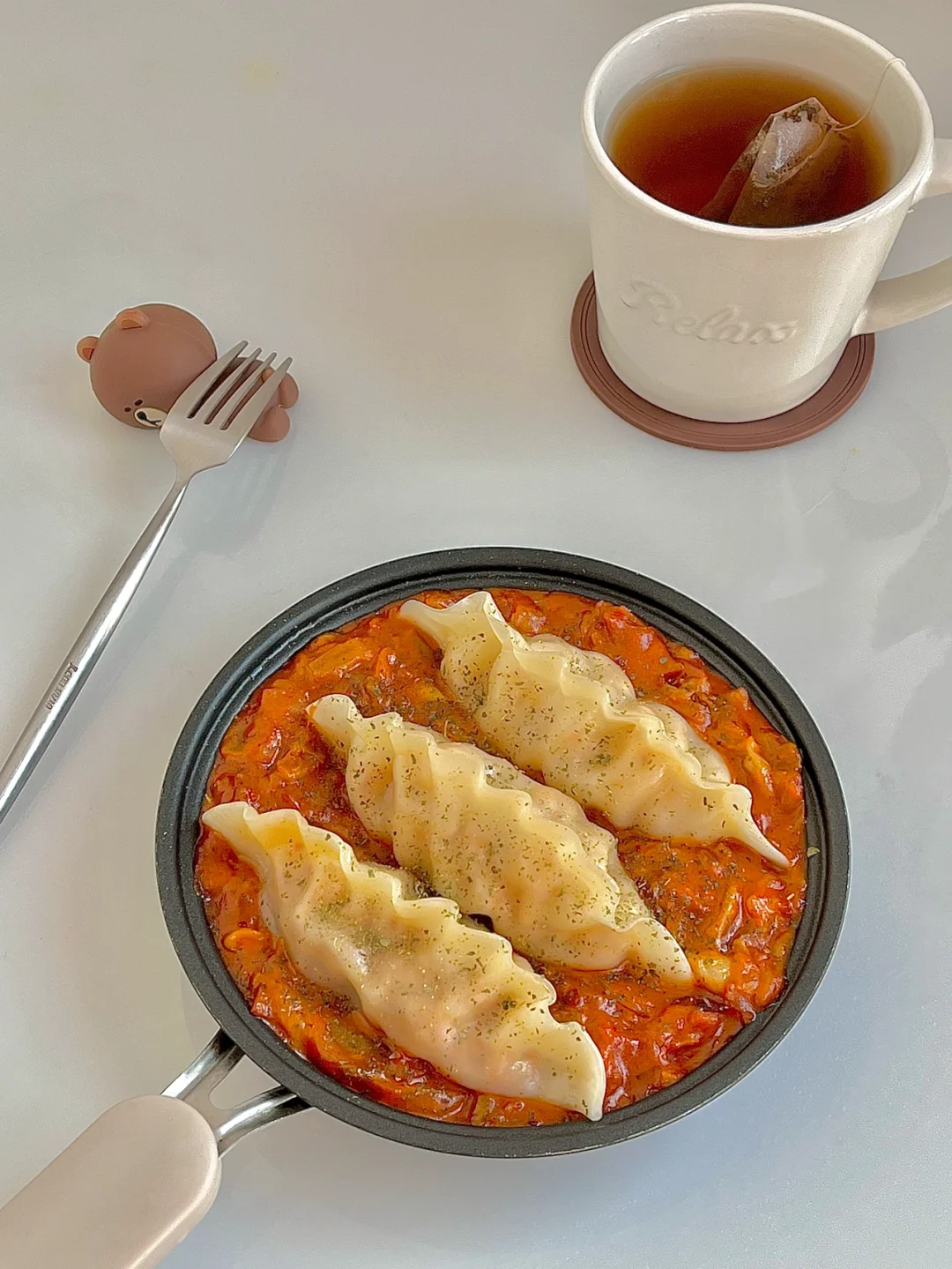 ☀️工作日早餐｜浓郁的韩式辣奶油泡菜煎饺😋
