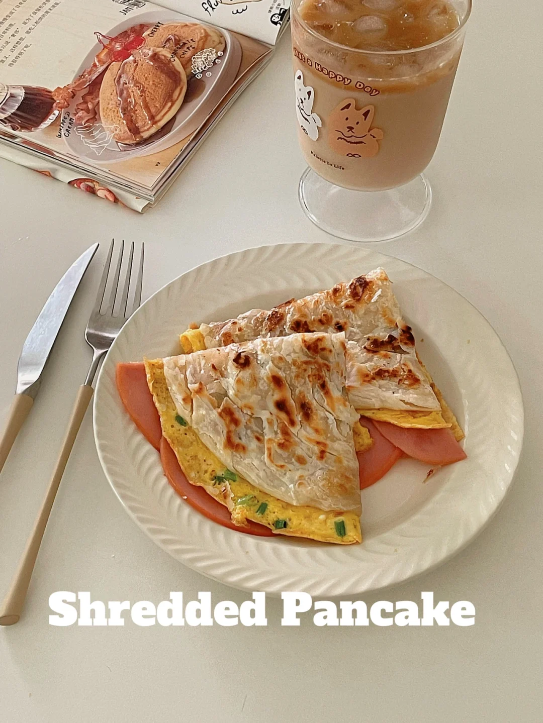 免揉面❗️香葱火腿芝士蛋煎饼🫔 5分钟早餐🍴