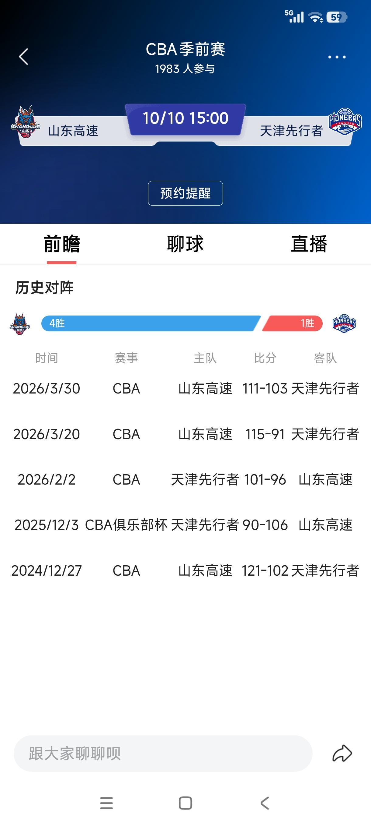 CBA季前赛今天下午继续进行，山东高速今天下午15：00对阵广东汕头赛区第二个对手天津先行者。面对CBA出了名的跑轰大队，山东高速要以我为主，不要被对方的节奏打乱自己的布署。山东高速三外援班顿、普卢默、法耶，外加陈林坚、王证、祝铭震都具备不俗的三分投射能力，内线陶汉林、郭凯、杨文学实力碾压对方，只要