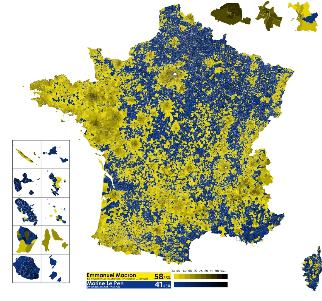 2022年法国大选第二轮按市镇的结果
