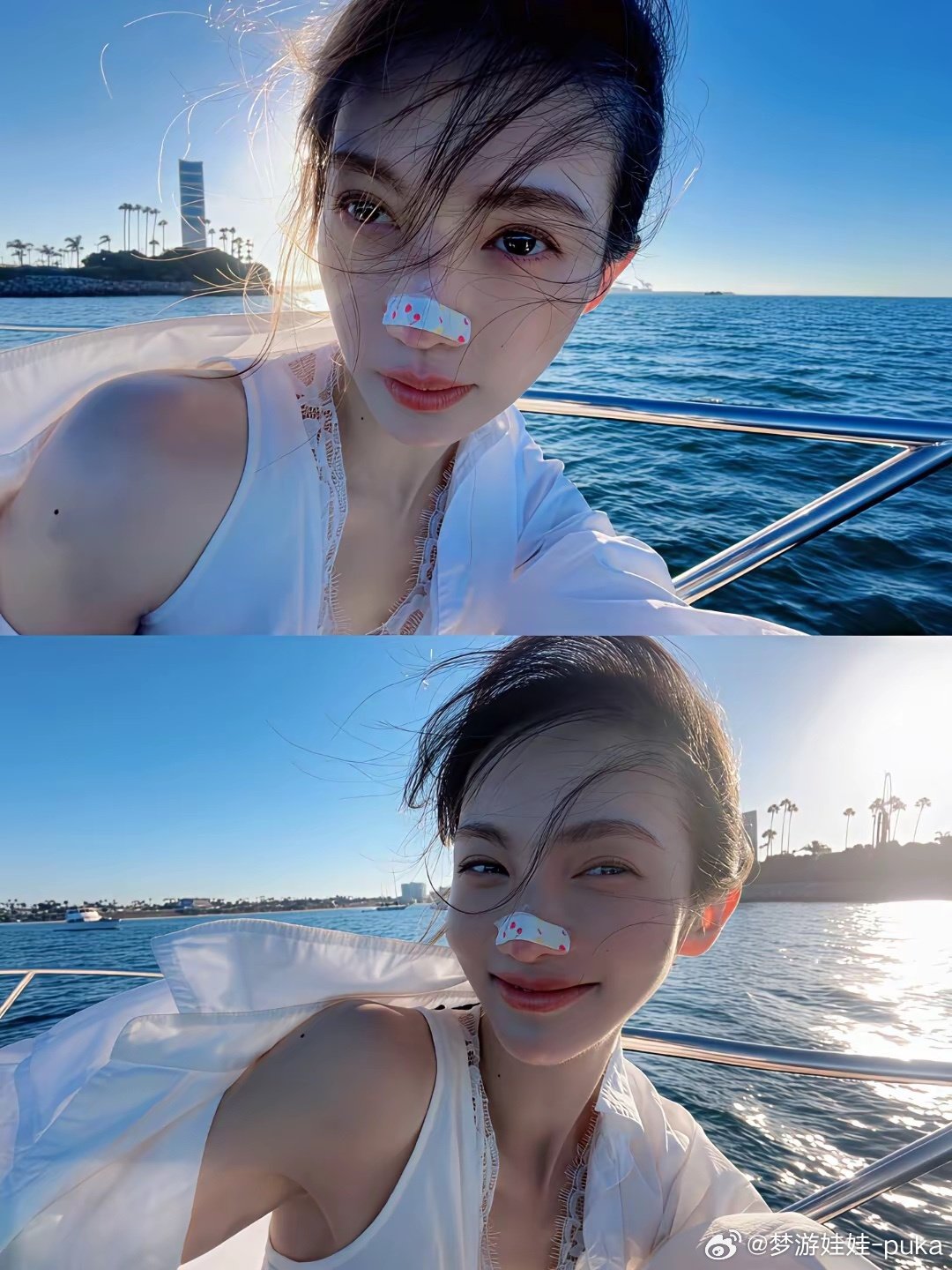 金晨在美国拍的 vlog，大家留意到一个细节，她不止游艇生日大片才在鼻尖贴东西，好多日常镜头里面，鼻子上都贴着这块花花的贴片，不少网友都好奇这块贴片到底是什么。 ​