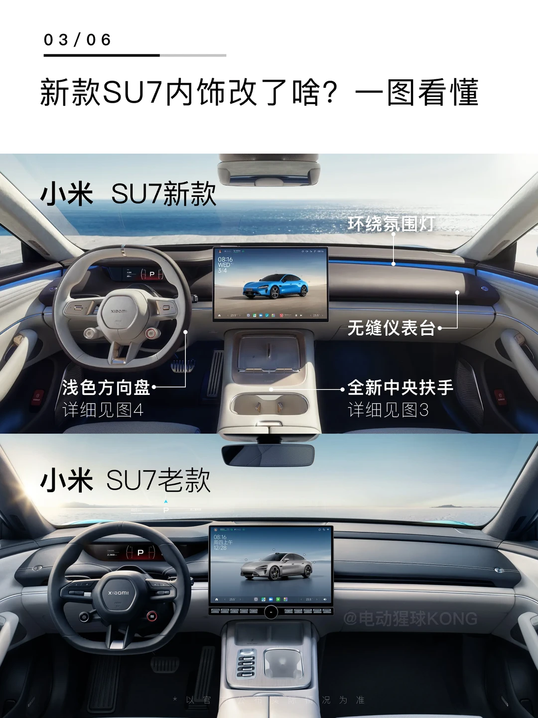 新款SU7内饰改了啥？一图看懂