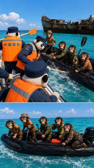 中国海警痛击菲律宾海盗猴子。
