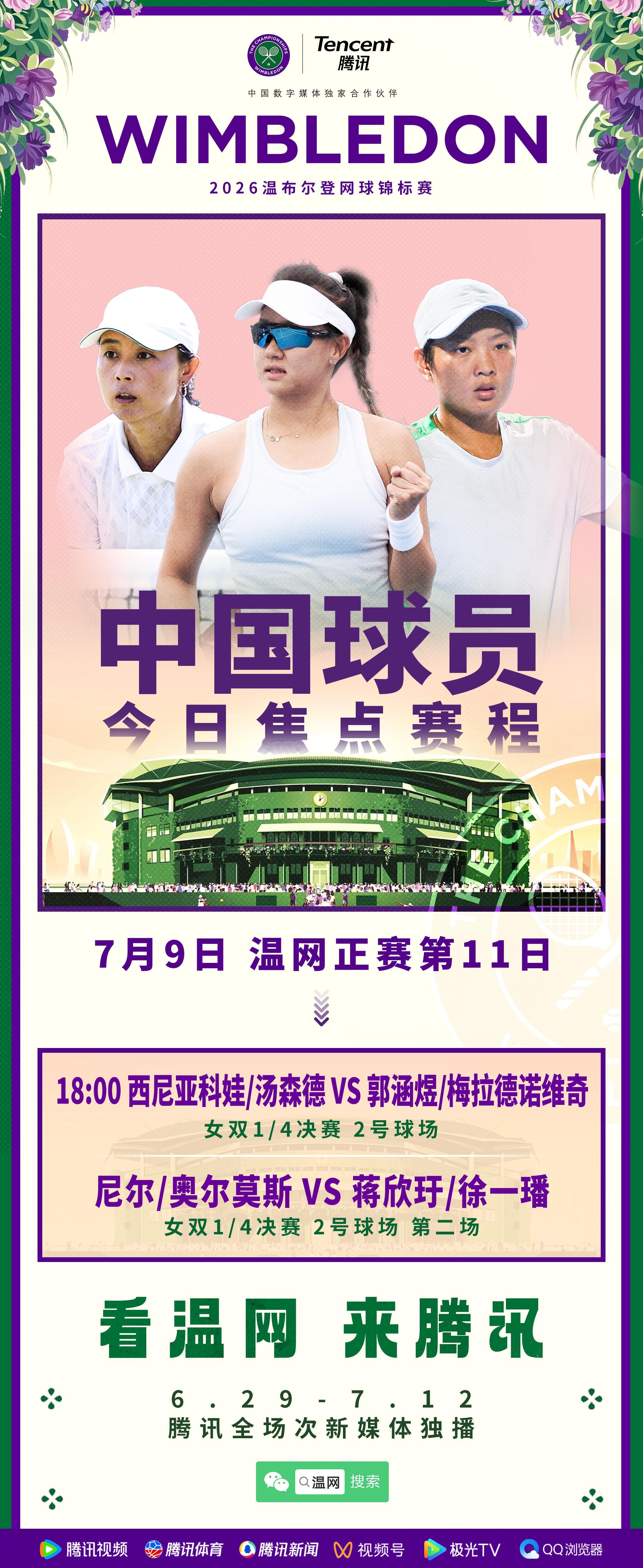 2026温网正赛第11比赛日赛程，女单半决赛开打🔥捷克双骄穆霍娃和诺...