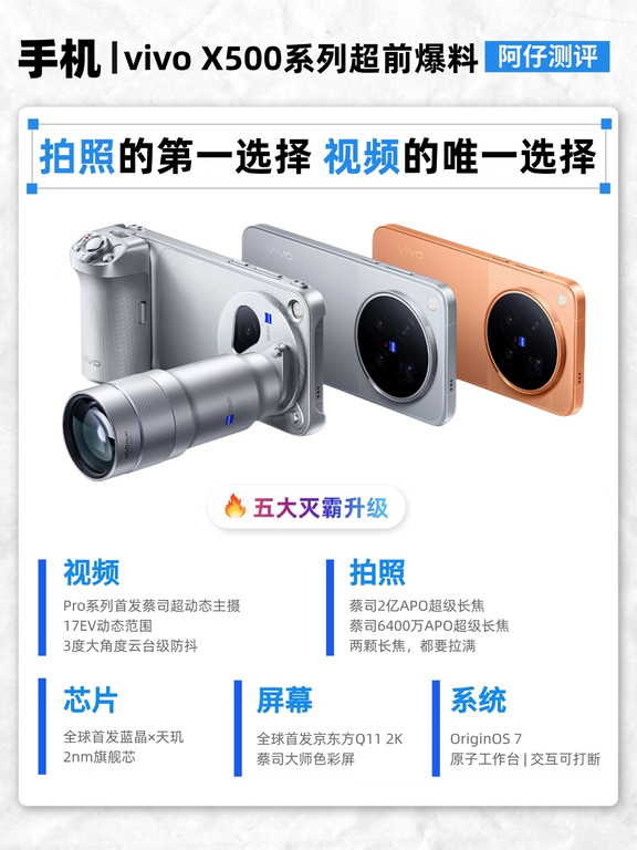 9月影像旗舰爆料，vivo X500系列有点东西