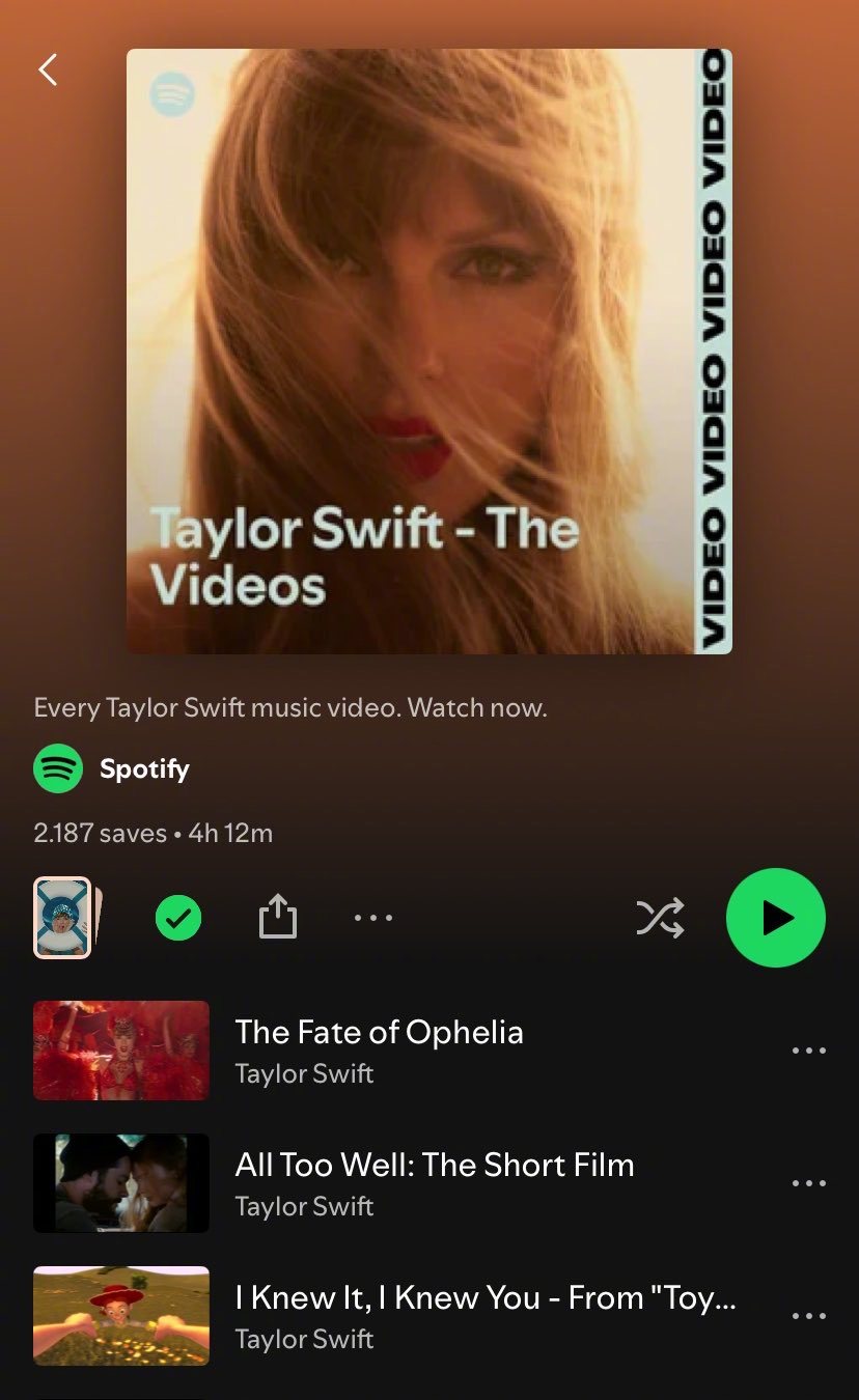 霉霉会发行新作！？Taylor Swift所有MV刚刚正式登陆流媒体平台Spotify。最近外界有传言称这可能是新动作的预热，结合这两天有爆料人士在论坛上爆料称她可能将发布“豪华版”，现在又上架MV到Spotify还搭配上了新写真，难道说… ​