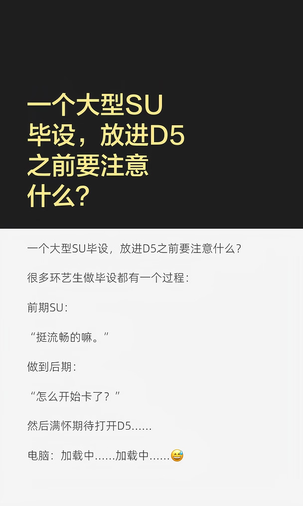 一个大型SU毕设，放进D5之前要注意什么？