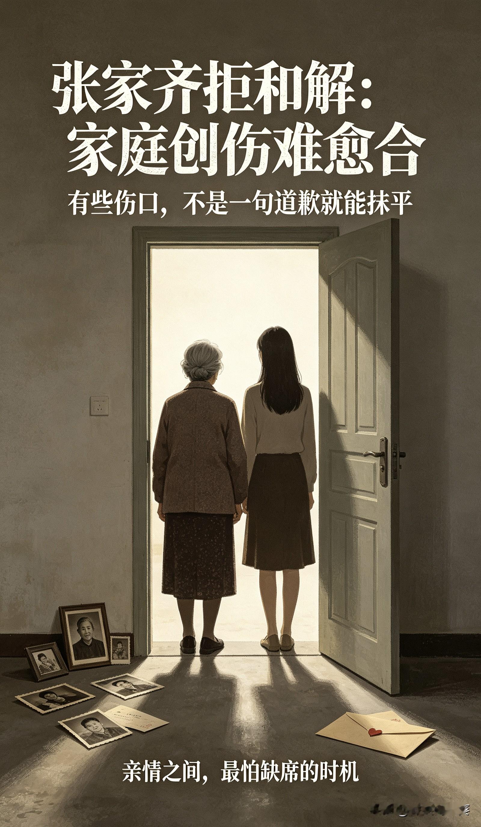 很多人看完张家齐母女的片段，心里五味杂陈。
原本属于母女二人私下的心结，一段藏在岁月里的家庭创伤，被搬到镜头面前，摊开给千万网友围观评判。
 
母女之间的隔阂，从来不是简单的谁对谁错。里面掺杂着童年的期待、长久的误会，还有多年积攒下来的委屈。这些深埋心底的情绪，是一家人关起门才能慢慢消化的私事。