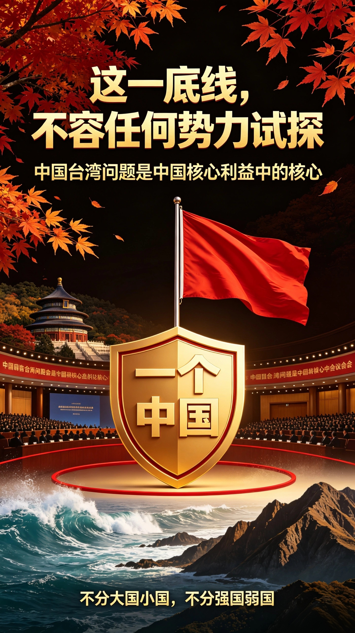 不分强弱，底线不容试探！香山论坛一句宣言，道出中国不可动摇的决心
 
在北京香山论坛这个汇集全球多国嘉宾的国际安全对话平台上，一句铿锵有力的表态，穿透会场，传遍全网：台湾问题，是中国核心利益中的核心，无论大国小国、强国弱国，谁都不能践踏这条底线。
 
这句话，不是一句情绪化的喊话，