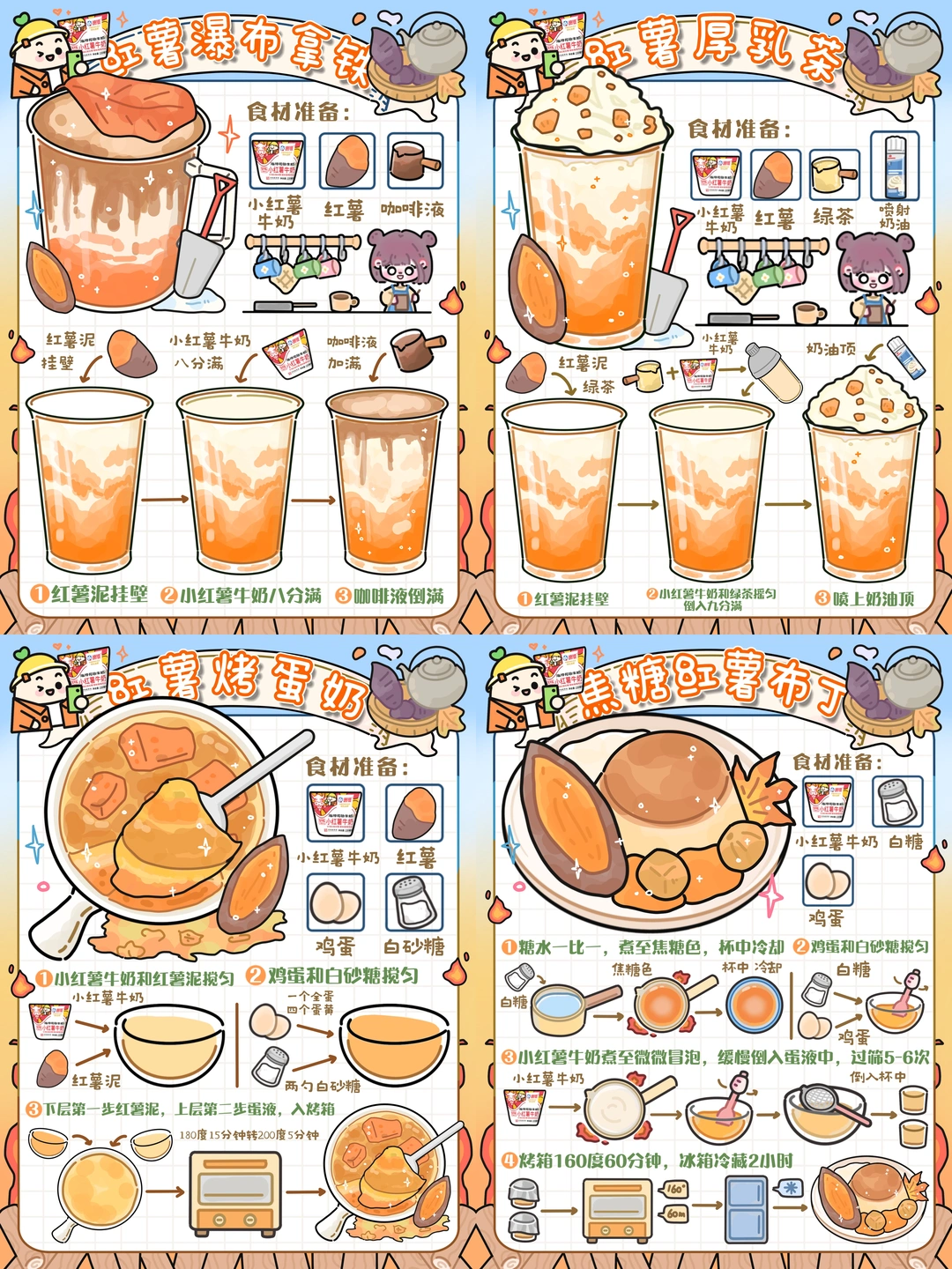 手绘食谱｜四款冬日红薯甜品🔥暖心更暖胃