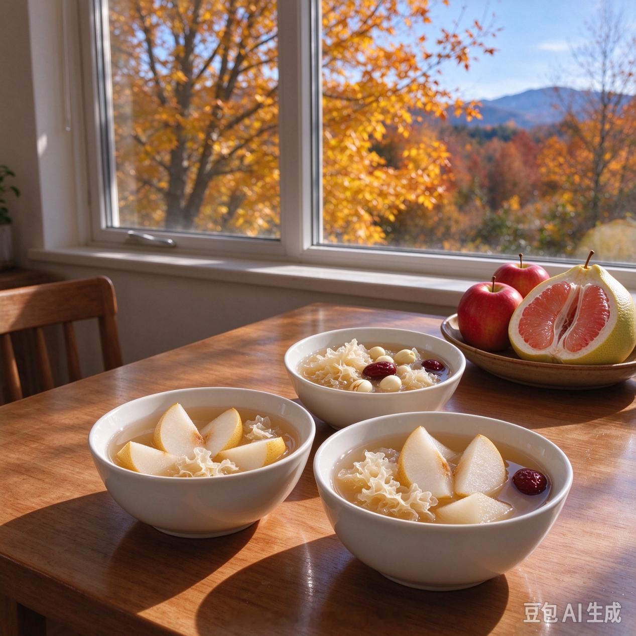 【#寒露#时节的饮食调养：润燥为先，少辛增酸】#二十四节气话养生#
1.首选滋阴润肺之物
多吃些白色食物，如梨、银耳、百合、山药、莲藕等。可以制作冰糖炖雪梨（雪梨1个对应冰糖10～15克）、银耳莲子羹（干银耳1朵，干莲子30～40克，冰糖30～50克，枸杞10克，清水1.2～1.5升）等药膳，能滋润肺阴，缓解 ​