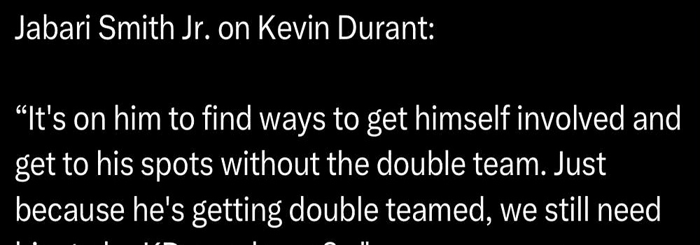 火箭更衣室出事了？探花秀公开点名杜兰特！    “KD自己也得想办法参...