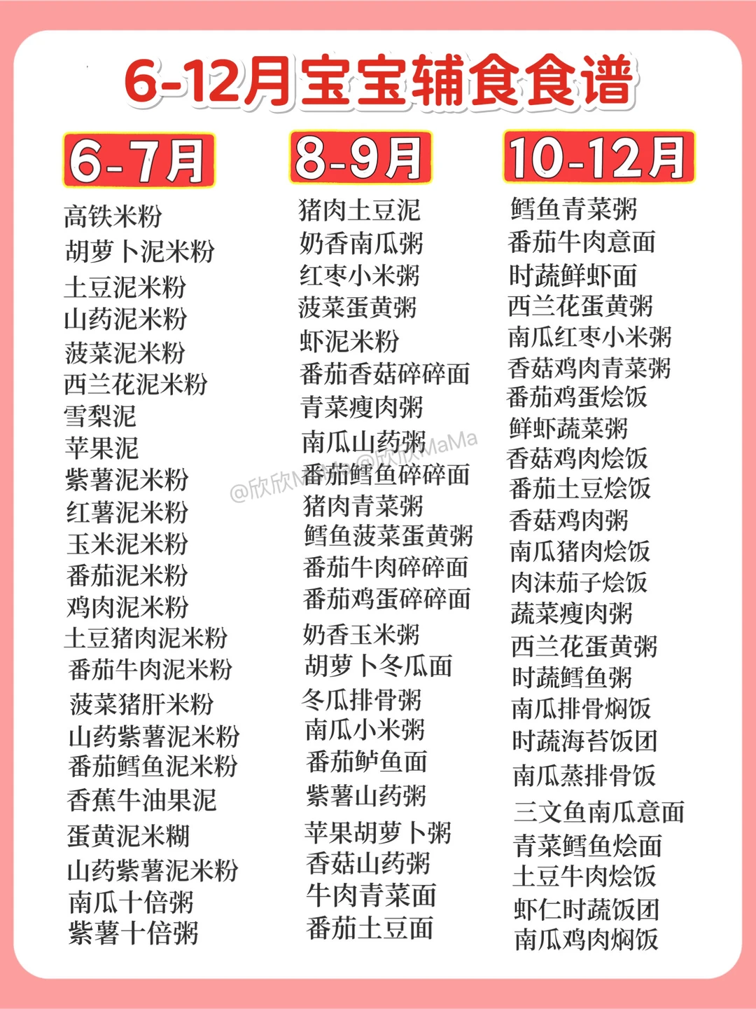 6-12月宝宝辅食食谱添加全攻略✅看完不迷路