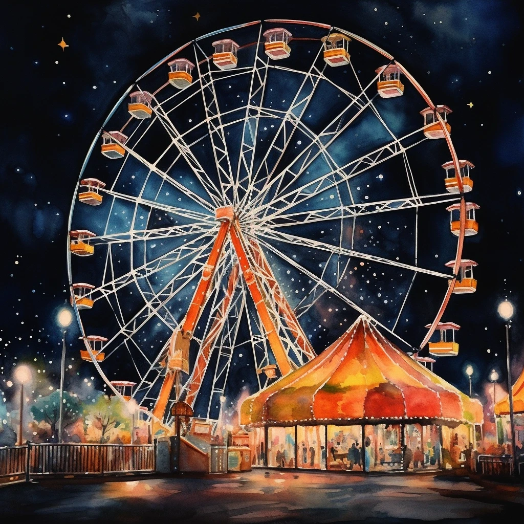 AI水彩：摩天轮