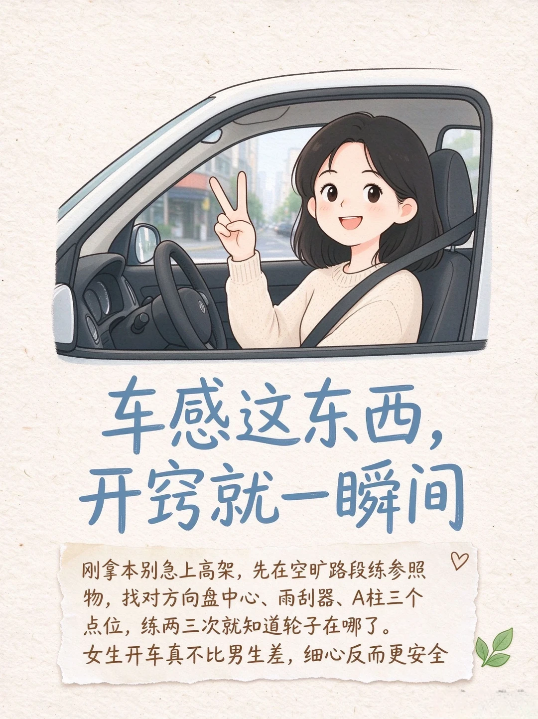 女生开车突然有车感了