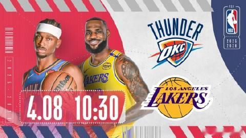 【直播】2025/26赛季NBA常规赛 俄克拉荷马雷霆VS洛杉矶湖人-...
