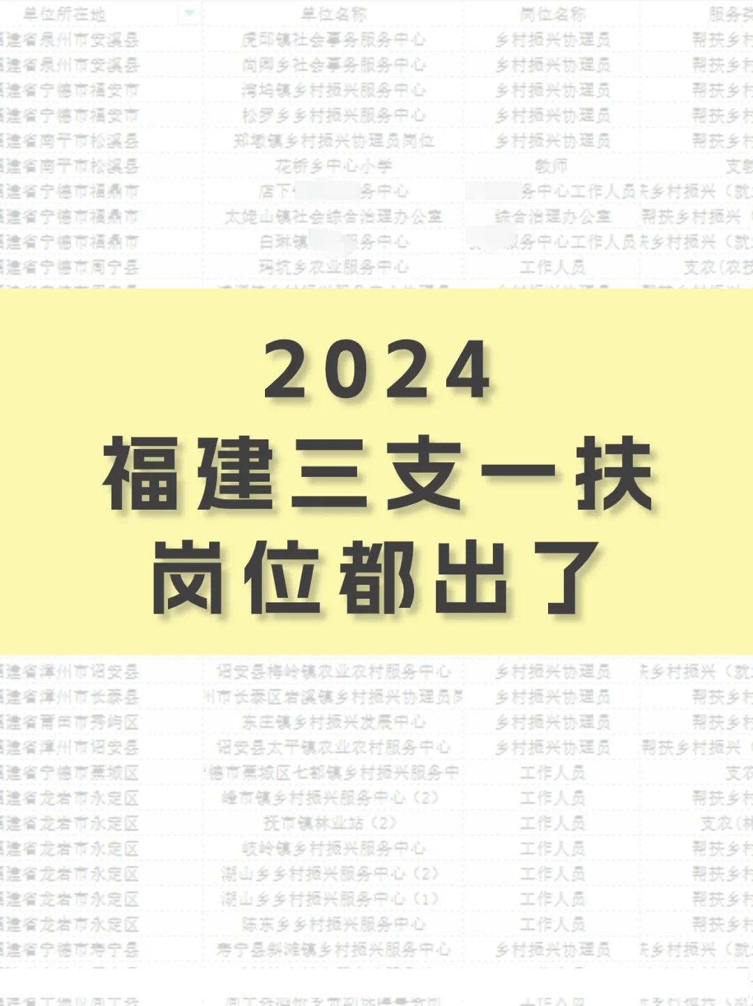 2024福建三支一扶，岗位都出了➡️
