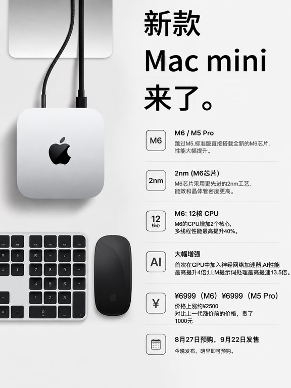 Mac mini 今晚发布！又涨价了！