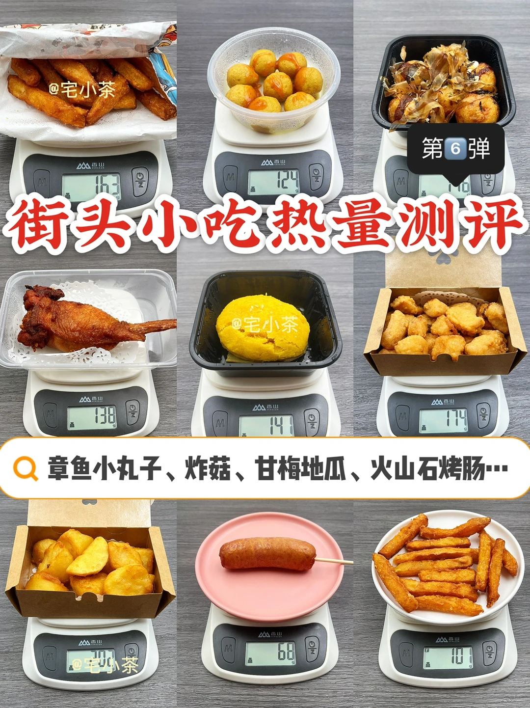 街头小吃热量测评6️⃣甘梅红薯、炸平菇…