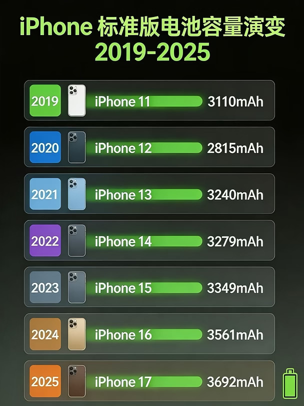 历代iPhone标准版电池演变史📈挤牙膏式升级