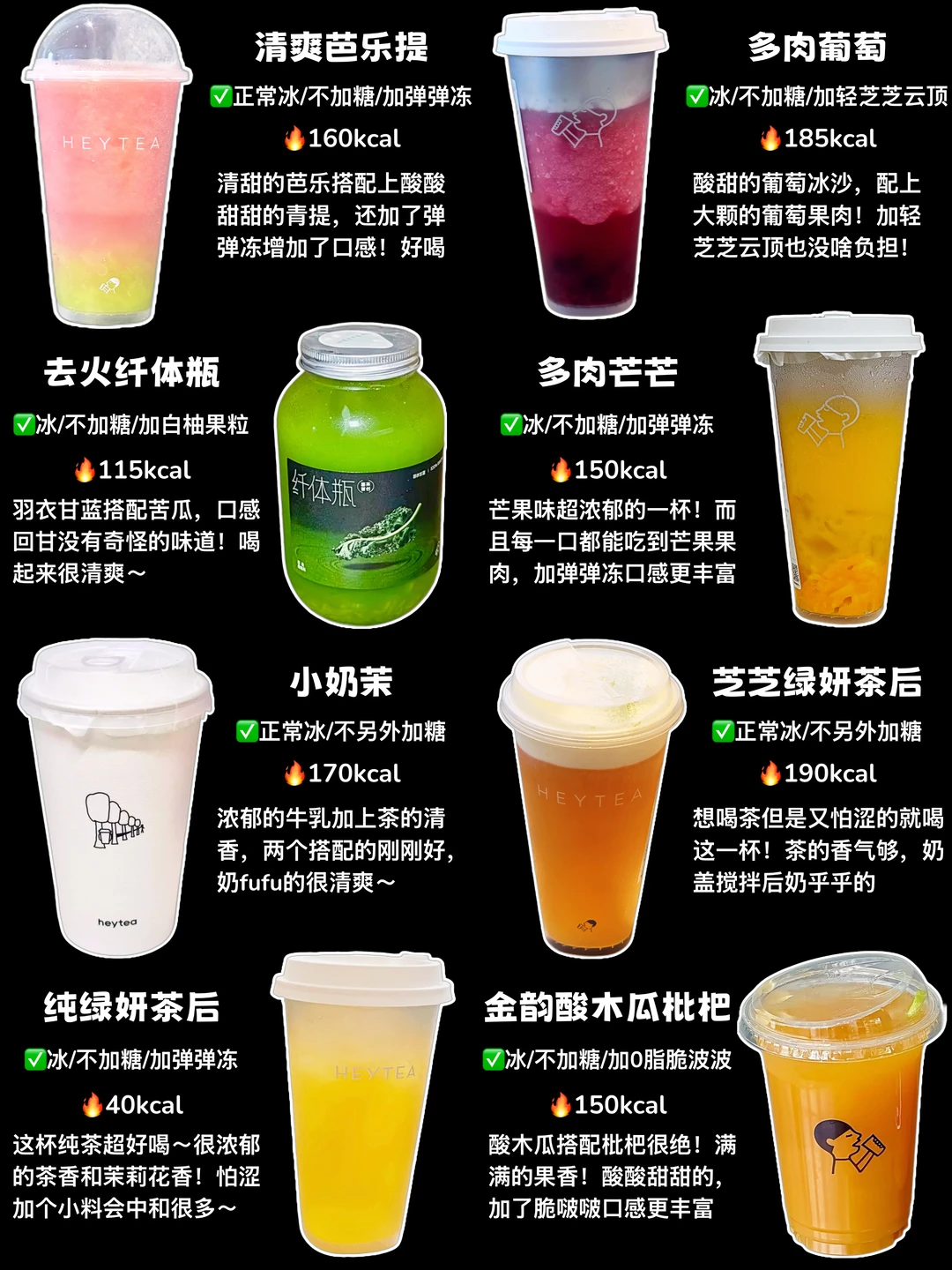 🔥喜茶瘦子隐藏菜单㊙️200kcal内✅低卡好喝‼️