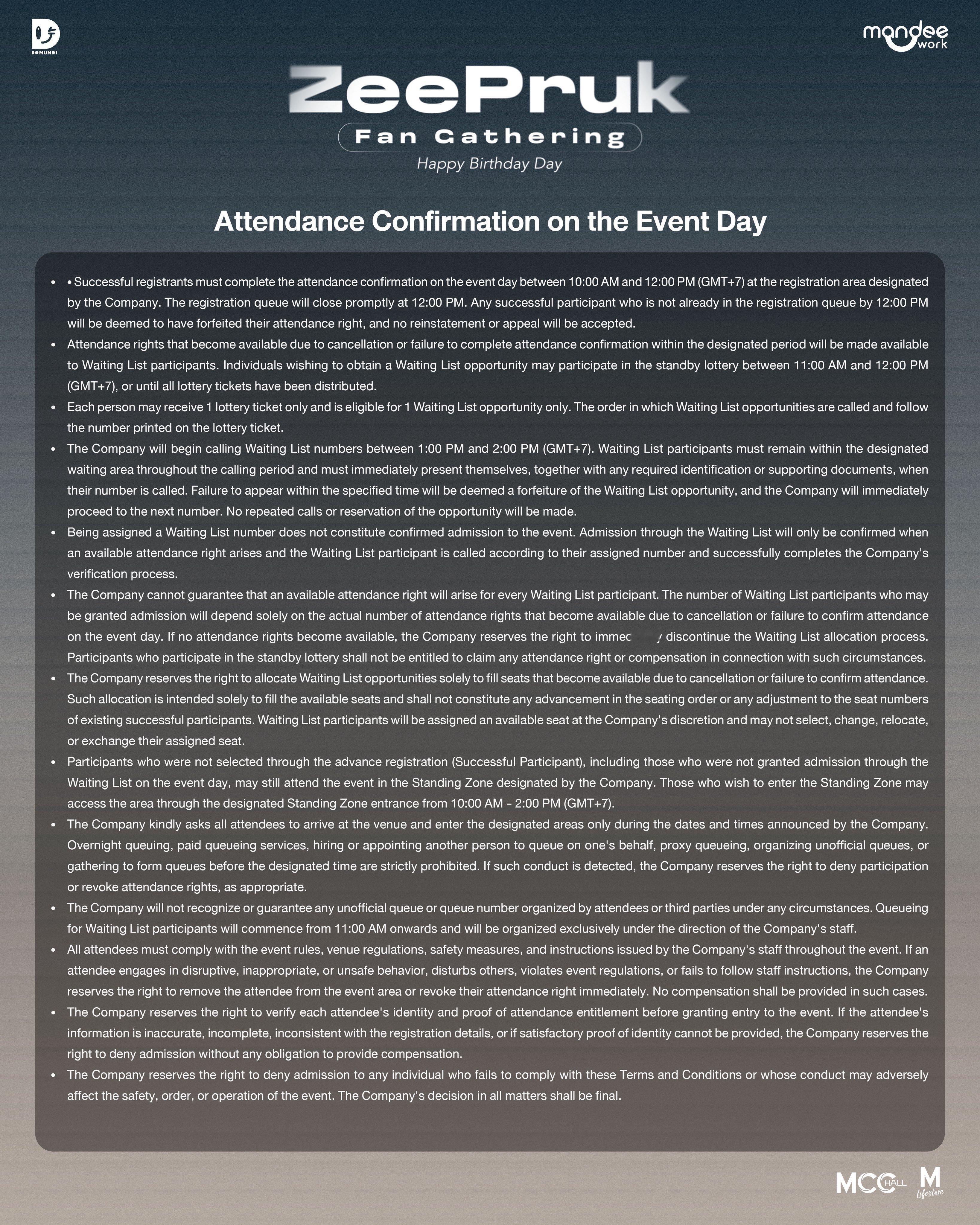 #zeenew[超话]#  🥗#zeenunew#🌶️#泰剧真爱咒语#
 X:DomundiTV

🎂 ZeePruk Fan Gathering — Happy Birthday Day

🗓️ 2026年10月11日（周日）
⏰ 16:00–18:00🇨🇳
📍 地点：MCC HALL 3楼，THE MALL LIFESTORE BANGKAE

开放免费报名，共限1,500名参加者。
🗓️ 报名时间：2026年9 ​