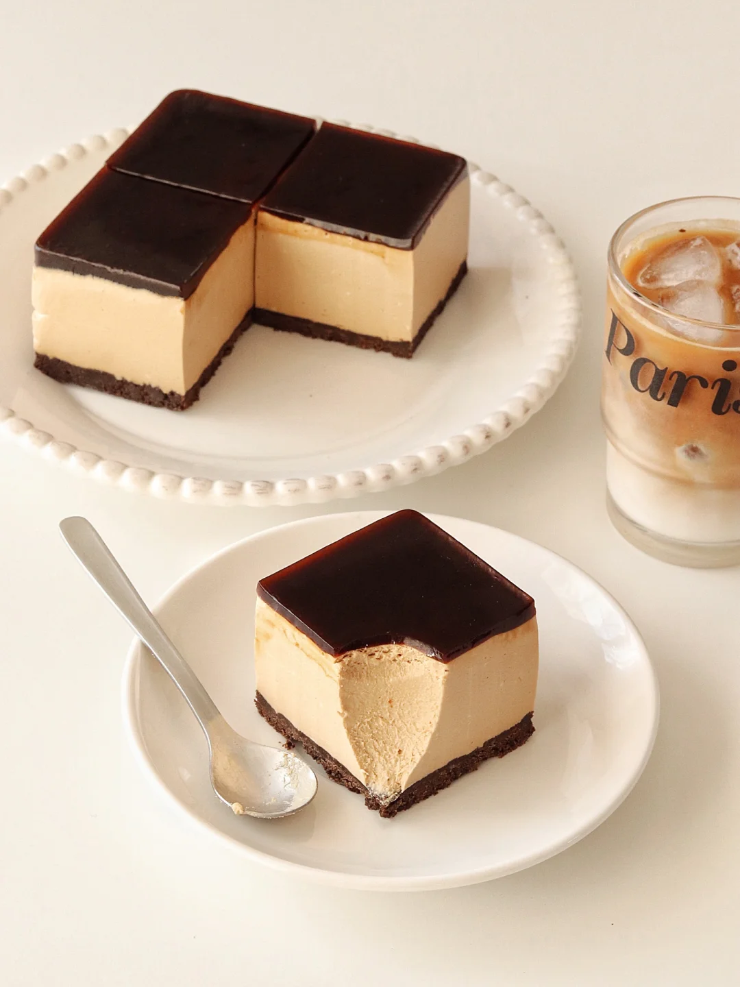 免烤箱☕️咖啡芝士蛋糕｜只需搅拌就能成功🉑