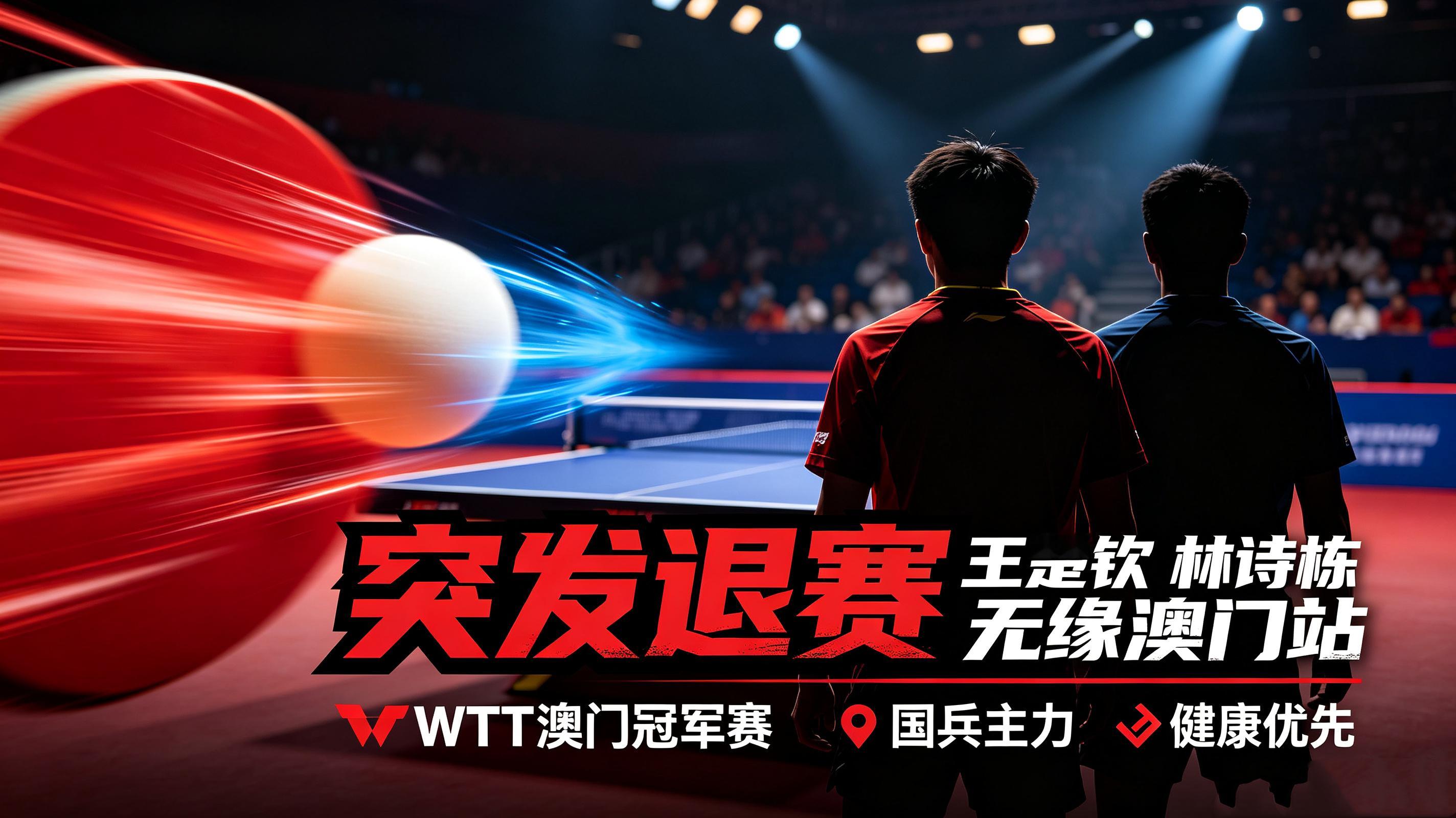 #王楚钦林诗栋退赛WTT#
🔥突发！国乒两大主力接连退赛，本站争冠实力大打折扣！
WTT世界乒联官方消息，WTT澳门冠军赛开赛前夕，王楚钦因伤、林诗栋因病先后宣布退出本次赛事，签位分别由其他选手递补参赛。

王楚钦受到旧伤困扰，身体状态不足以支撑高强度比赛；林诗栋连续多站高密度征战，身体发出 ​
