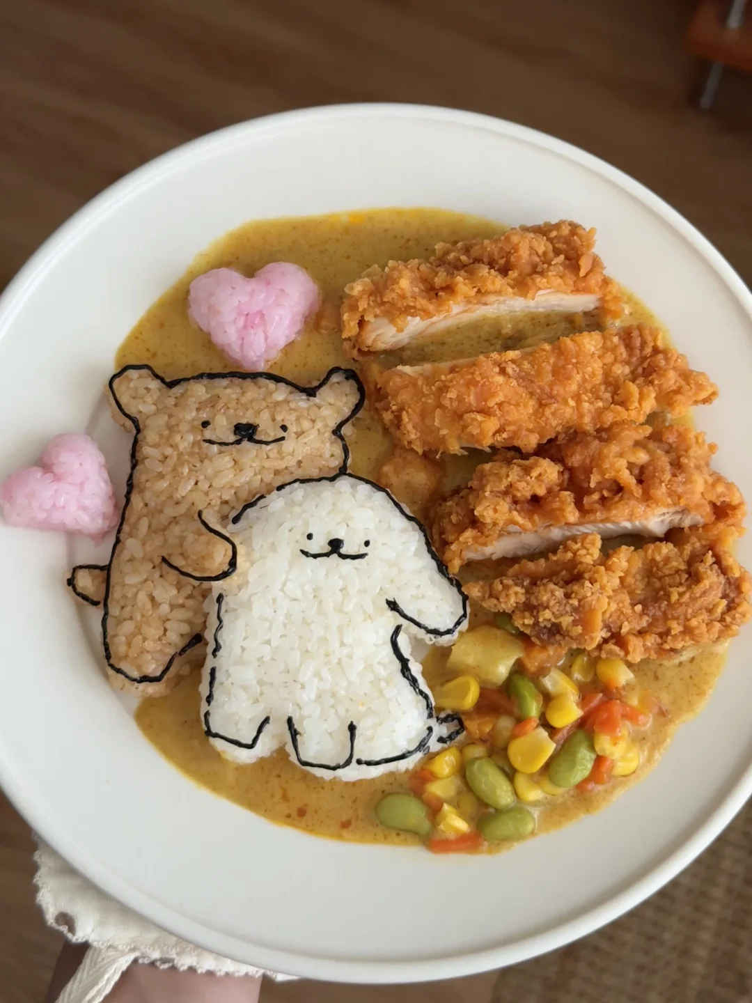 自制线条小狗咖喱鸡腿排饭🍛