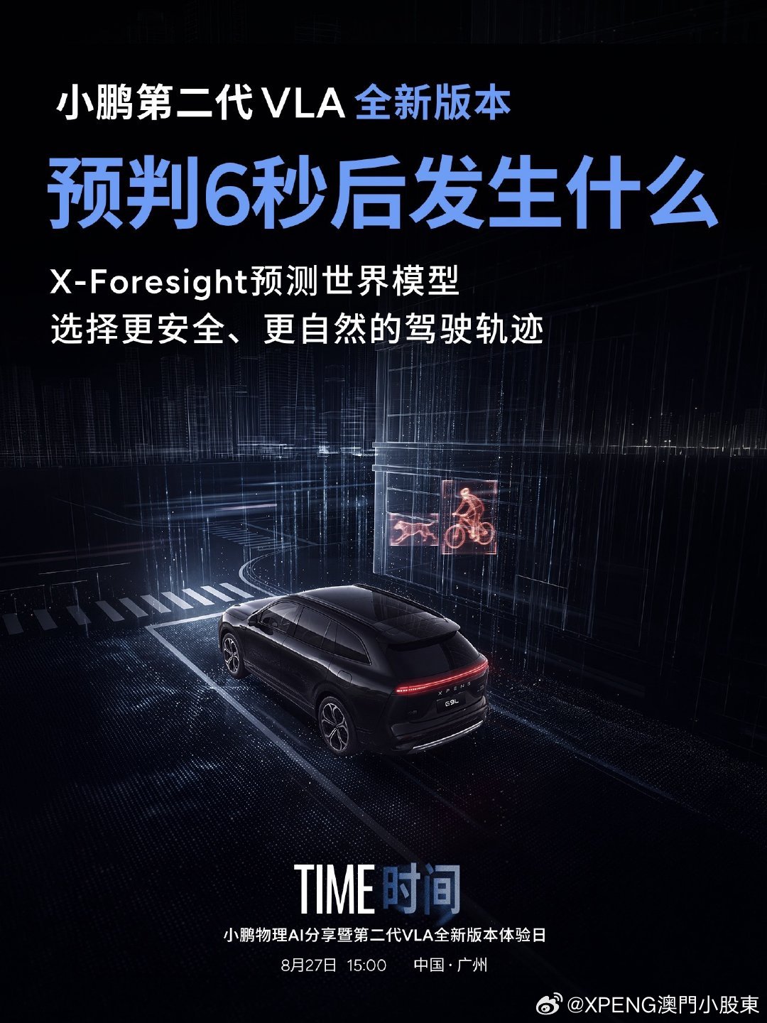 小鵬率先进入四维物理AI时代，留给同行的时间窗口正迅速關閉中！
 
自动驾驶的赛道，正在迎来一场颠覆性的底层革命。
当绝大多数厂商还在卷三维空间感知的时候，小鹏第二代VLA 6.3.0版本直接完成升维，把智驾从三维感知推进到四维时空物理推演，国内首个真正落地的物理AI大模型正式登场，硬实力已经站 ​