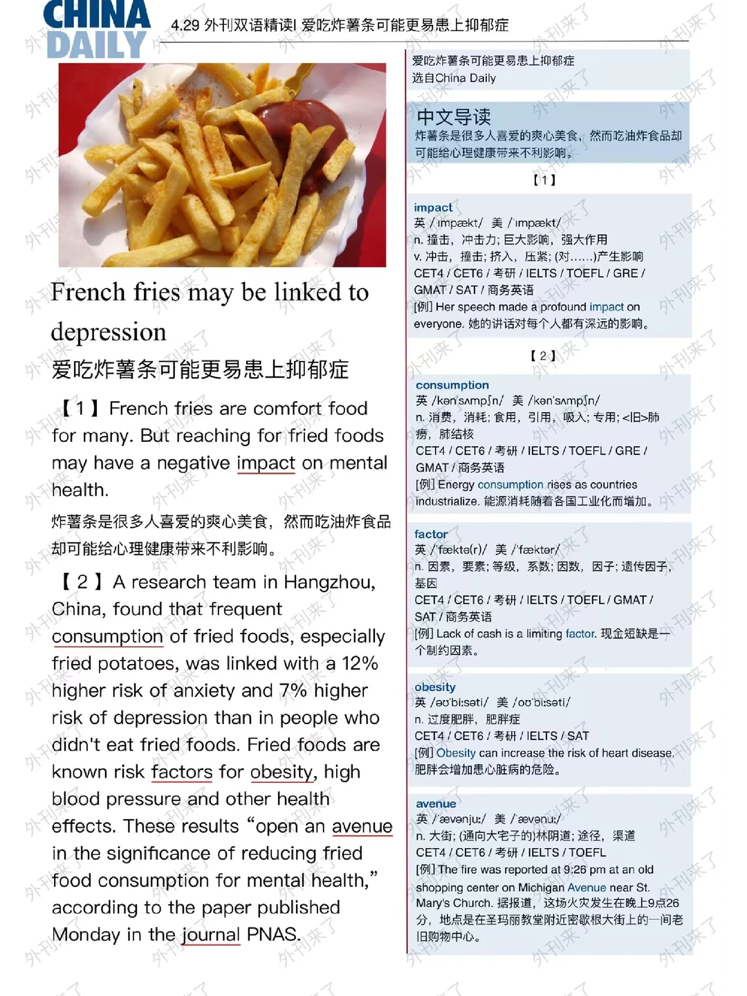 外刊精读104｜爱吃炸薯条的你更容易抑郁
