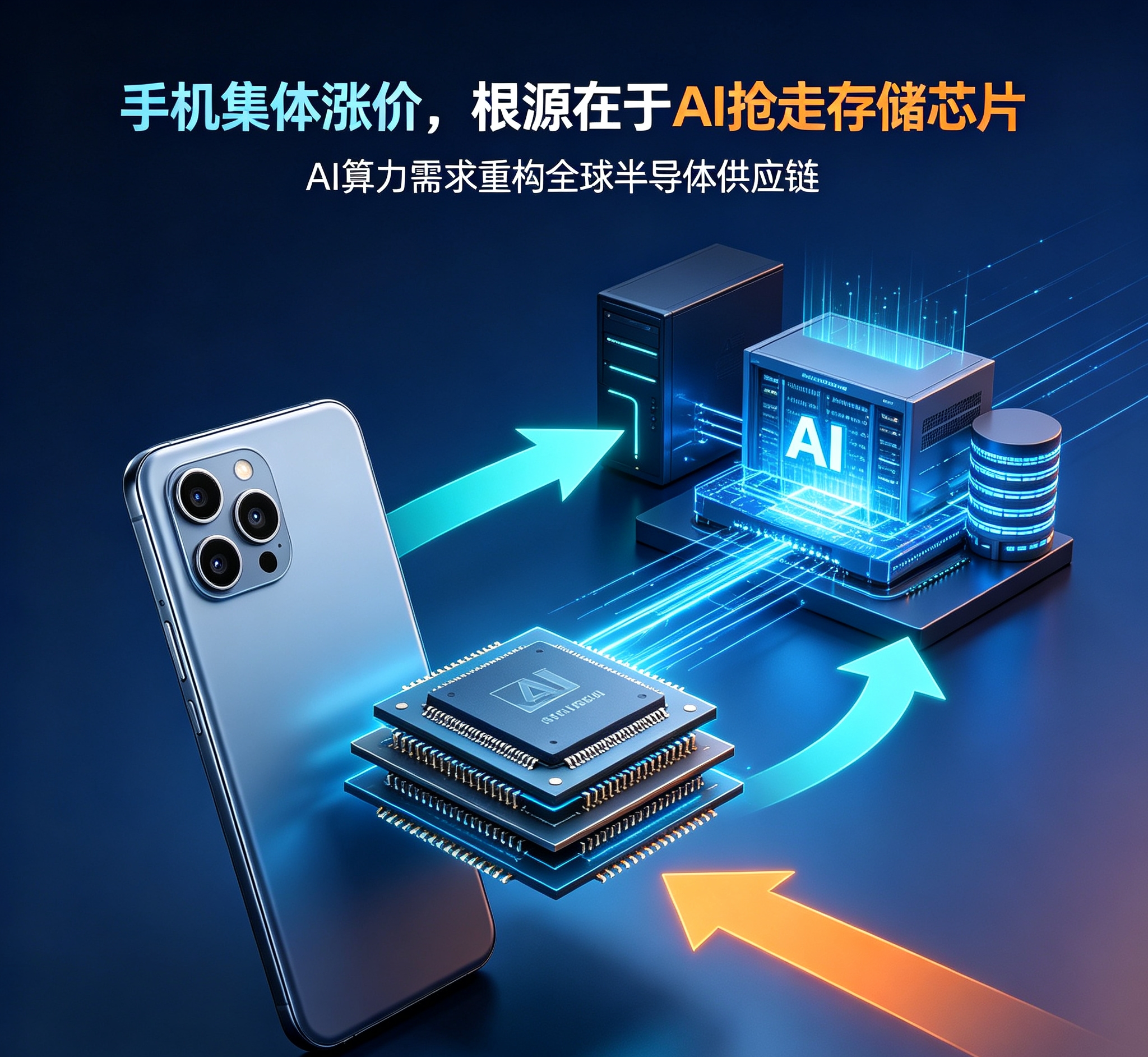 手机集体涨价，根源在于AI“抢走”了存储芯片